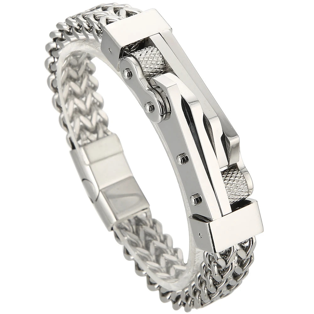 Avenoir Bicycle Chain Bracelet For Men - 316L Stainless Steel Men's On Hand Bracelets With Magnet Clasp